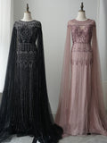 luxurious Mermaid Scoop Pink Prom Dress Beaded Evening Dresses GKF012|Selinadress