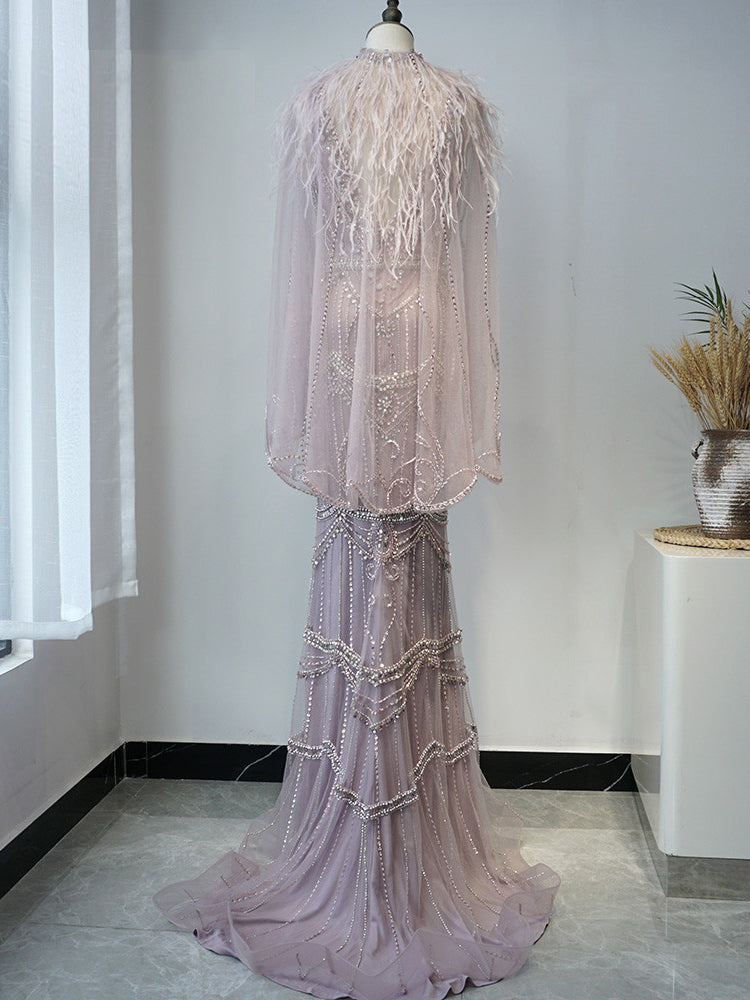 Luxury Evening Dress Women With Elegant Feathers Evening Dress Formal