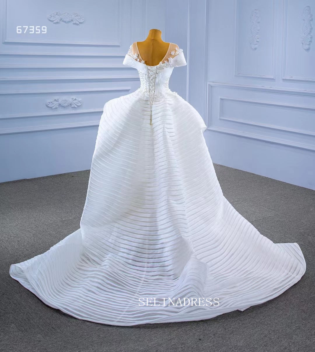 Square Ruffles Luxury Mermaid Square Ruffles White Wedding Dress Bridal Gowns 67359 ...