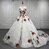 Luxury Sweetheart Flower Embroidery Off Shoulder wedding Gowns Bridal Dress LS9585 Selinadress