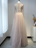 Luxury V neck Long Sleeve Prom Dress Elegant Evening Dress Formal Gown SC098