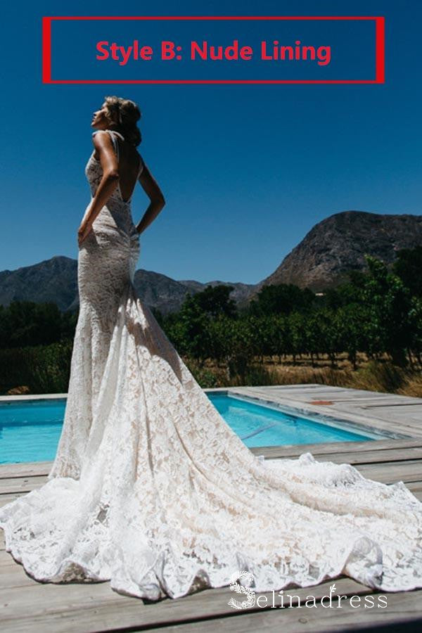 Mermaid Beach Wedding Dresses V-neck Sweep Train Rustic Lace Bridal Go SELINADRESS Mermaid Beach Wedding Dresses V-neck Sweep Train Rustic Lace Bridal Go SELINADRESS