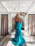 Mermaid Blue Long Prom Dress Ruffles Sexy Formal Dresses Evening Dress KPY039|Selinadress