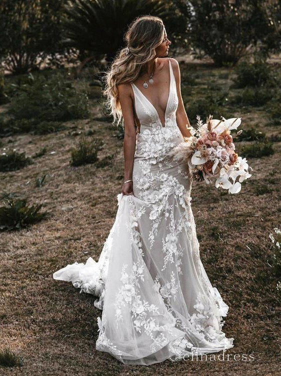 Open-Back Mermaid Lace Wedding Dress