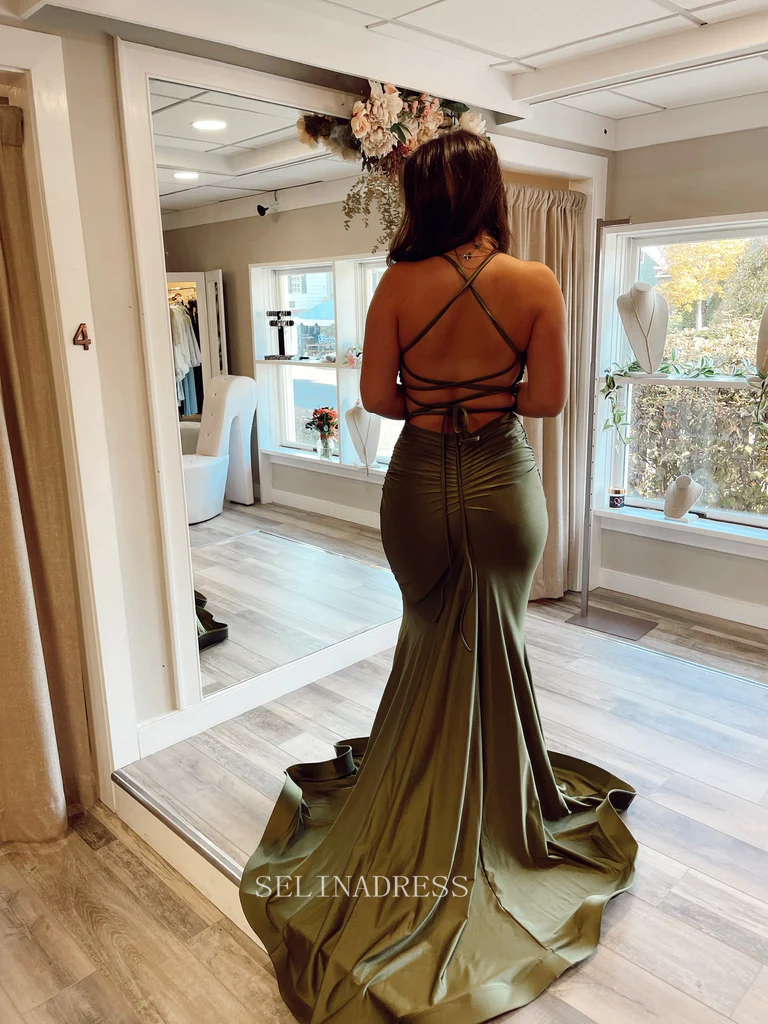 Mermaid Deep V neck Long Prom Dress Ruffles Sexy Formal Dresses Evenin SELINADRESS Mermaid Deep V neck Long Prom Dress Ruffles Sexy Formal Dresses Evenin SELINADRESS