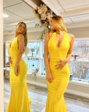 Mermaid Halter Cheap Long Prom Dress Simple Evening Dresses #JKSS10|Selinadress