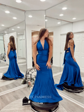 Mermaid Halter Simple Long Formal Dress Bow Tie Open Back Prom Dresses Evening Dress KPY031|Selinadress