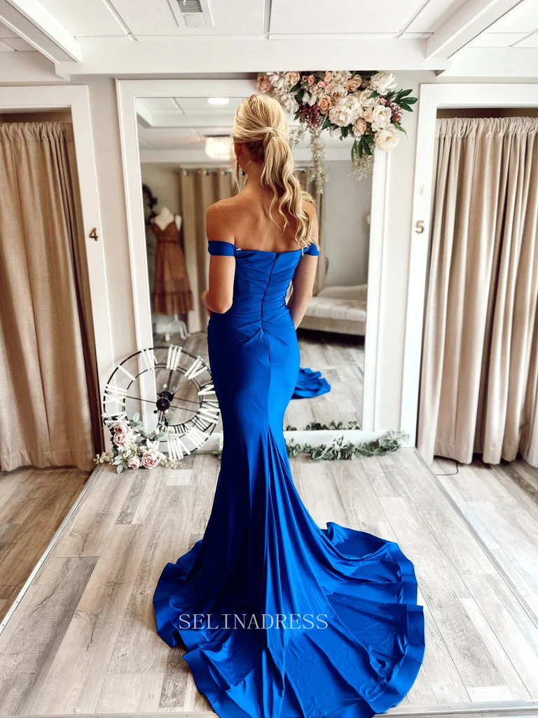 Mermaid Off Shoulder long Prom Dress Royal Blue Cheap Formal Dresses K SELINADRESS Mermaid Off Shoulder long Prom Dress Royal Blue Cheap Formal Dresses K SELINADRESS