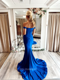 Mermaid Off Shoulder long Prom Dress Royal Blue Cheap Formal Dresses KPY036|Selinadress