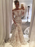 Mermaid Off-the-shoulder 3D Lace Long Prom Dresses Beautiful Evening Dress MHL163|Selinadress