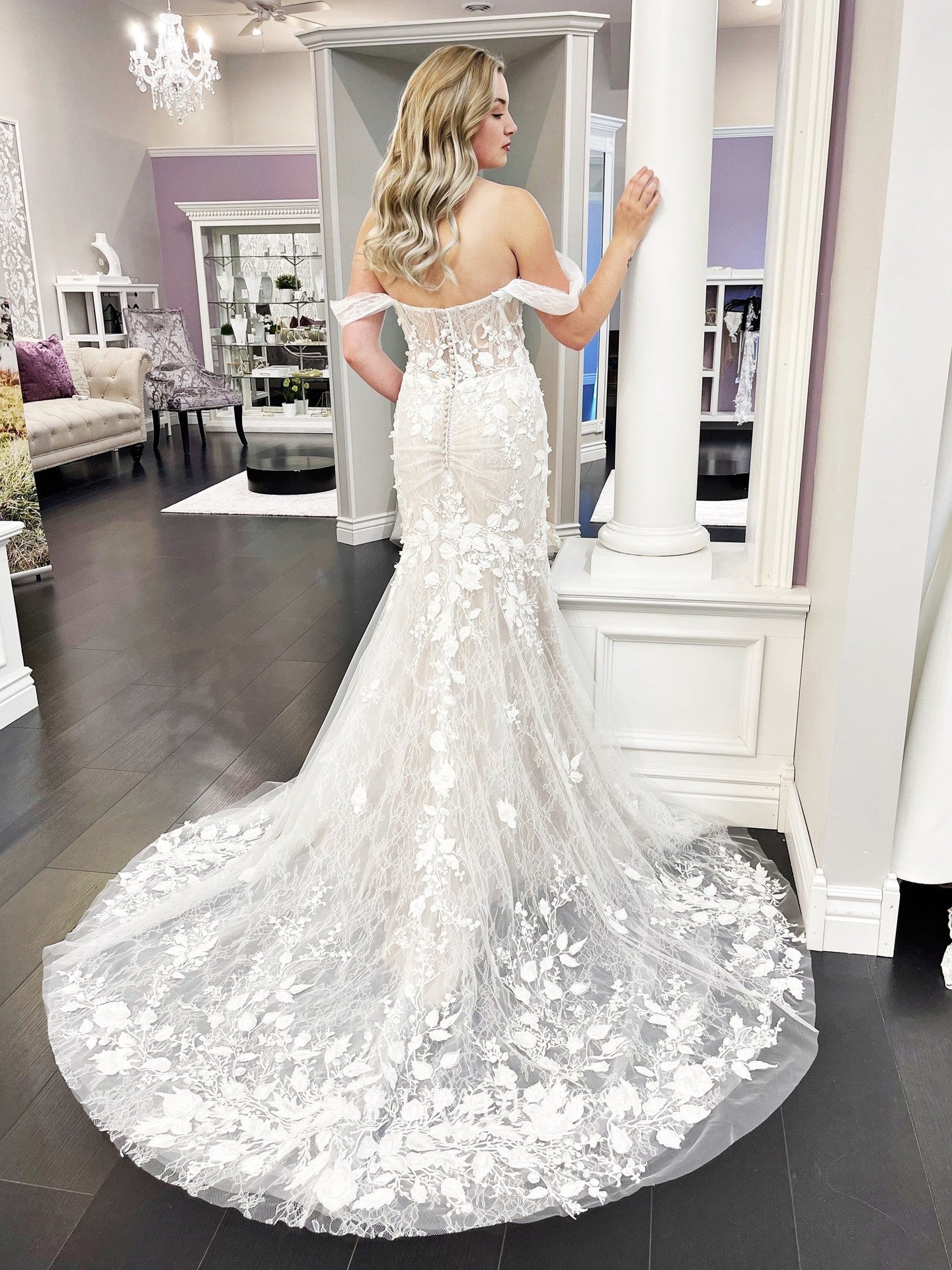 Mermaid Off-the-shoulder Lace Informal Wedding Dress Cheap Rustic Wedd SELINADRESS Mermaid Off-the-shoulder Lace Informal Wedding Dress Cheap Rustic Wedd SELINADRESS