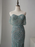 Mermaid Off-the-shoulder Luxury Long Prom Dress Beaded Evening Dresses GKF005|Selinadress