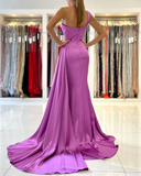 Mermaid One Shoulder African Prom Dress Satin Evening Gowns #POL053|Selinadress