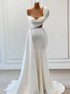 Mermaid One Shoulder African Prom Dress Two Pieces Beaded Long Evening Gowns Formal Dress #POL048|Selinadress