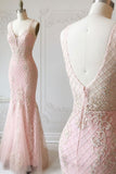 Mermaid Open Back Beautiful Prom Dresses Pink Prom Dress Long Evening Dress #SED191 | Selinadress