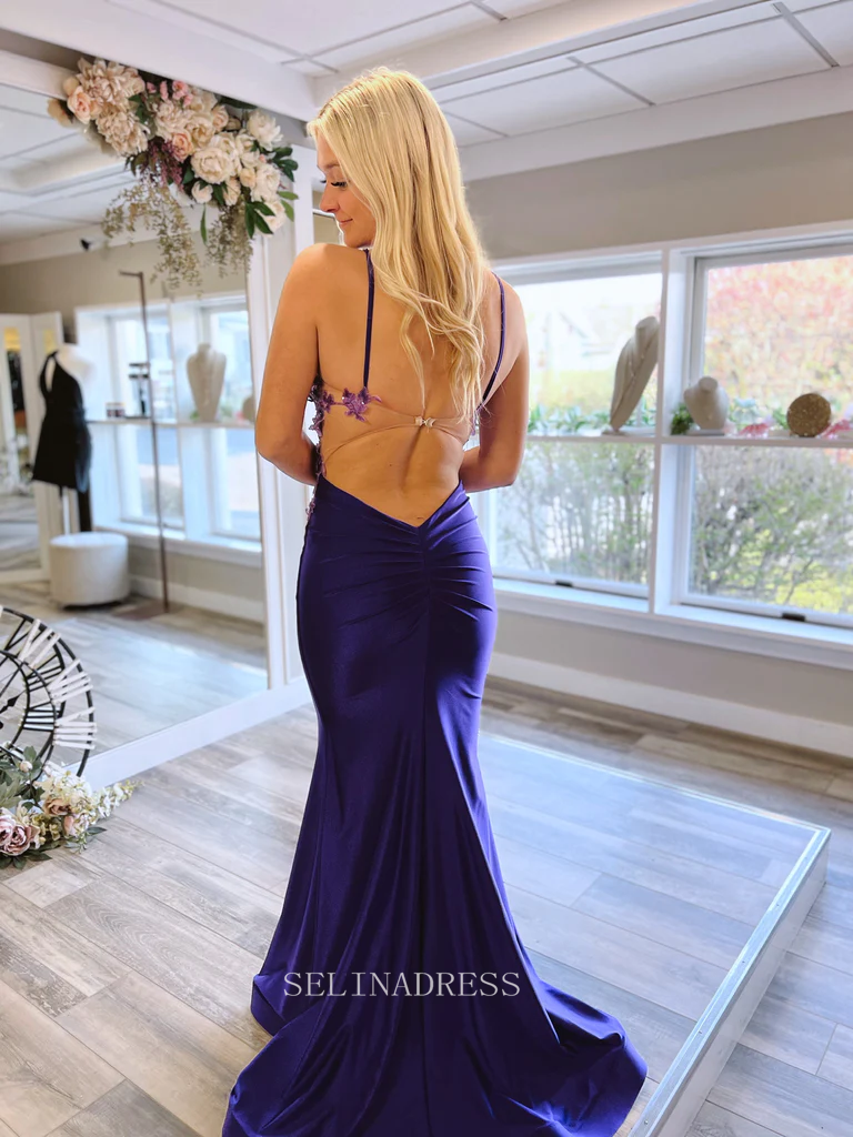 Mermaid Roayl Blue Long Prom Dress Lace Applique Formal Dresses Evenin SELINADRESS Mermaid Roayl Blue Long Prom Dress Lace Applique Formal Dresses Evenin SELINADRESS