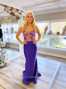 Mermaid Roayl Blue Long Prom Dress Lace Applique Formal Dresses Evening Dress KPY013|Selinadress