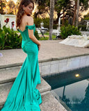 Mermaid Satin Long Prom Dresses Hunter Long Evening Dress Formal Dresses TKL002|Selinadress