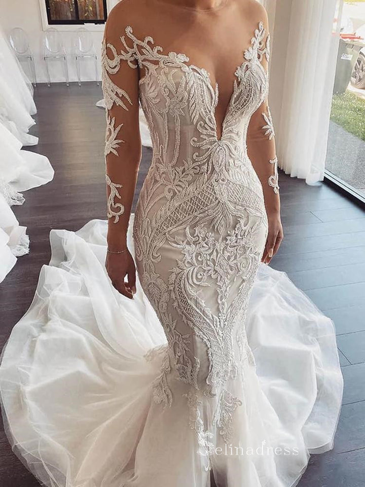 tight fitted mermaid wedding dresses Alexis – A & M Enterprises Bridal main image 1