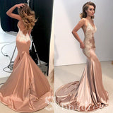 Mermaid Spaghetti Straps Lace Prom Dress Open Back Sexy Long Formal Evening Gowns SED136|Selinadress