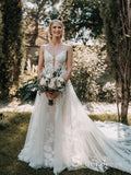 A-line Spaghetti Straps Lace Wedding Dresses Romantic Bridal Gowns CBD296|Selinadress