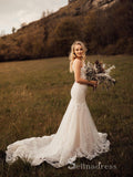 Mermaid Spaghetti Straps Lace Wedding Dresses Rustic Bridal Gowns MHL1701|Selinadress