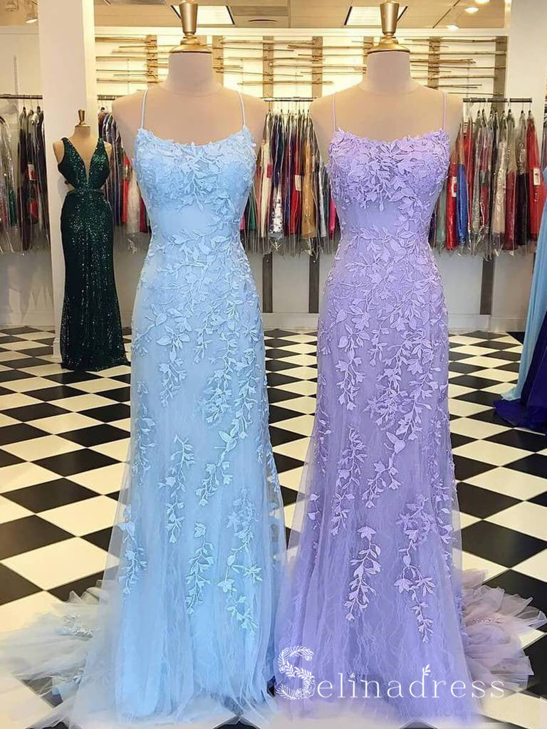 Mermaid Spaghetti Straps Prom Dresses Lilac Long Prom Dress Lace Eveni SELINADRESS Mermaid Spaghetti Straps Prom Dresses Lilac Long Prom Dress Lace Eveni SELINADRESS