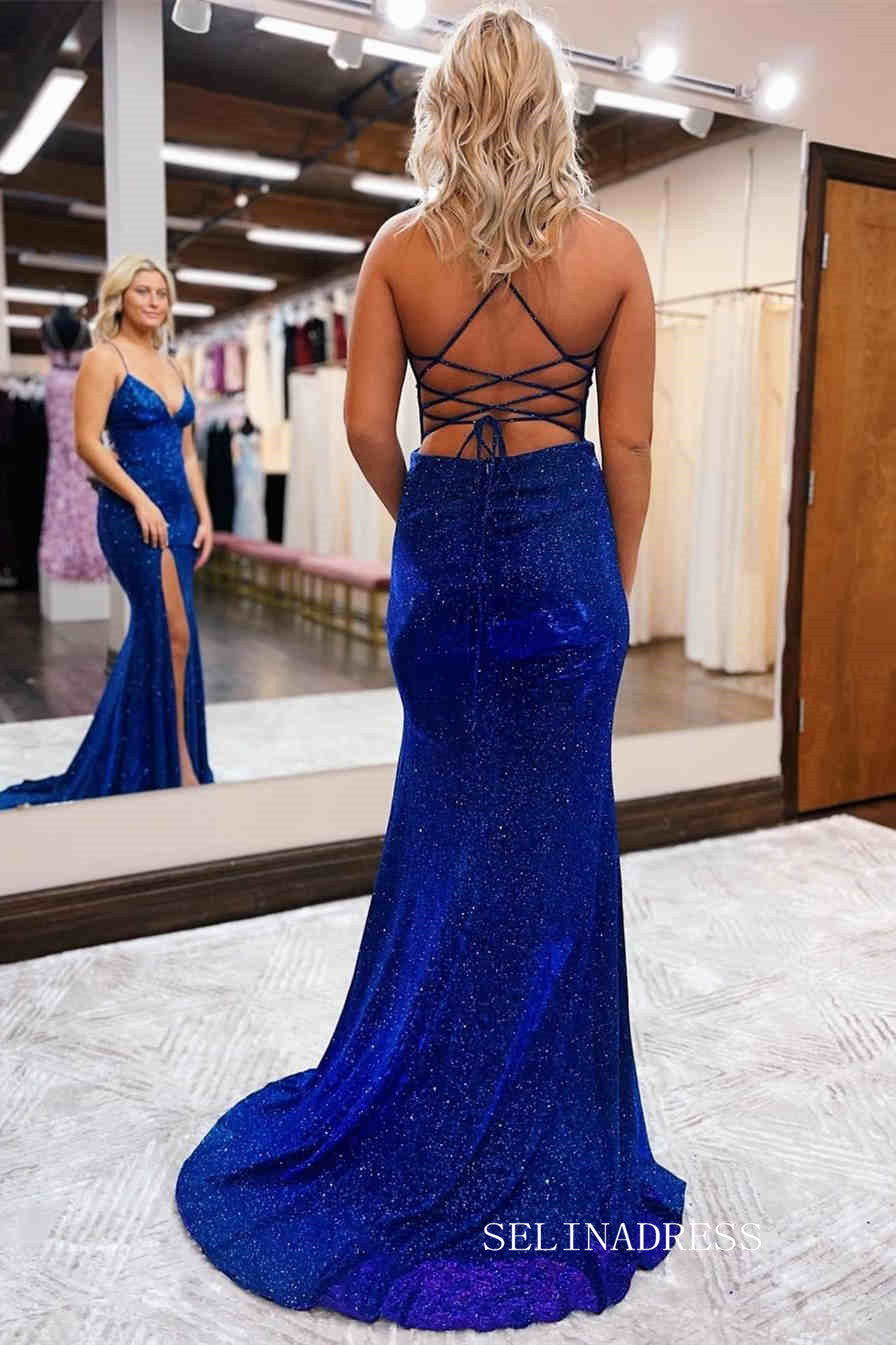 Mermaid Spaghetti Straps Royal Blue Long Prom Dresses Cheap Long Eveni SELINADRESS Mermaid Spaghetti Straps Royal Blue Long Prom Dresses Cheap Long Eveni SELINADRESS