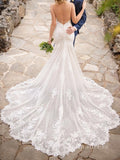 Mermaid Spaghetti Straps Rustic Wedding Dresses Backless Wedding Gowns CBD034|Selinadress