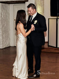 Mermaid Spaghetti Straps Rustic Wedding Dresses Elastic Woven Satin Bridal Gowns MHL2858|Selinadress