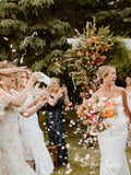Mermaid Spaghetti Straps Rustic Wedding Dresses Satin Wedding Gowns MHL150|Selindress