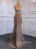 Mermaid Spaghetti Straps Sleeveless Blue Prom Dress Sparkly Evening Gowns hlks017
