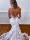 Mermaid Spaghetti Straps Vintage Wedding Dresses Backless Bridal Gowns CBD501|Selinadress
