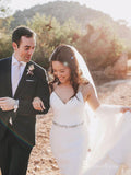 Mermaid Spaghetti Straps White Wedding Dresses Cheap Bridal Gowns MLH016|Selinadress