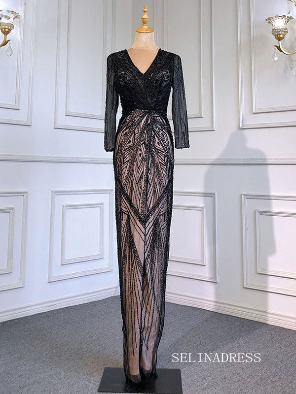 mermaid dress dubai Luxury Dubai Crystal Mermaid Evening Dress with Skirt LA73220 nude / 12