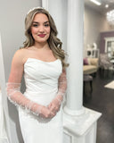 Mermaid Strapless Long Sleeve Informal Wedding Dress Cheap Wedding Gown Dress #LOP006|Selinadress