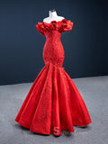 Mermaid Strapless Red Luxury Prom Dress Applique Evening Gowns DWH67173|Selinadress