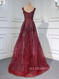 Mermaid Straps Burgundy Long Prom Dress Beaded Evening Formal Gown hlks013|Selinadress