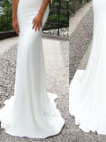 Mermaid Two Pieces White Wedding Dress Sparkly Short Sleeve Sequins Bridal Dresses KTC004|Selinadress