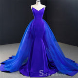 Mermaid V neck Royal Blue Long Prom Dresses Evening Gowns CBD409|Selinadress