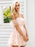New Arrival Pearl Pink Homecoming Dress Lace Short Prom Dress Cocktail Dresses HML003|Selinadress