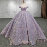 Off Shoulder Ball Gown Sequined Tulle Plus Size Princess Dress Beautiful Pageant Dress DY9944|Selinadress
