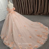 Off Shoulder Flower Tulle Ball Gown Quincess Ladies Evening Dresses DY9956 Selinadress