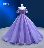 Off Shoulder Lavender Prom Dress Ball Gown Beaded Pageant Dress Evening Dress RSM67571|Selinadress