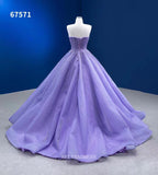 Off Shoulder Lavender Prom Dress Ball Gown Beaded Pageant Dress Evening Dress RSM67571|Selinadress