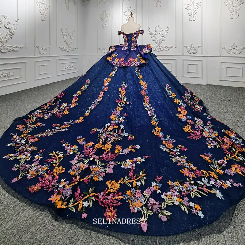 Off Shoulder Royal Blue Ball Gown Sequins Princess Dress Beautiful Pag SELINADRESS Off Shoulder Royal Blue Ball Gown Sequins Princess Dress Beautiful Pag SELINADRESS