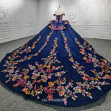 Off Shoulder Royal Blue Ball Gown Sequins Princess Dress Beautiful Pageant Dress DY9945|Selinadress