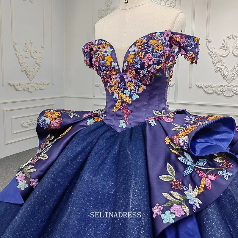 Off Shoulder Royal Blue Ball Gown Sequins Princess Dress Beautiful Pag SELINADRESS Off Shoulder Royal Blue Ball Gown Sequins Princess Dress Beautiful Pag SELINADRESS