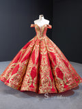 Off-the-shoulder Applique Ball Gown Vintage Long Evening Formal Gowns GRB026|Selinadress