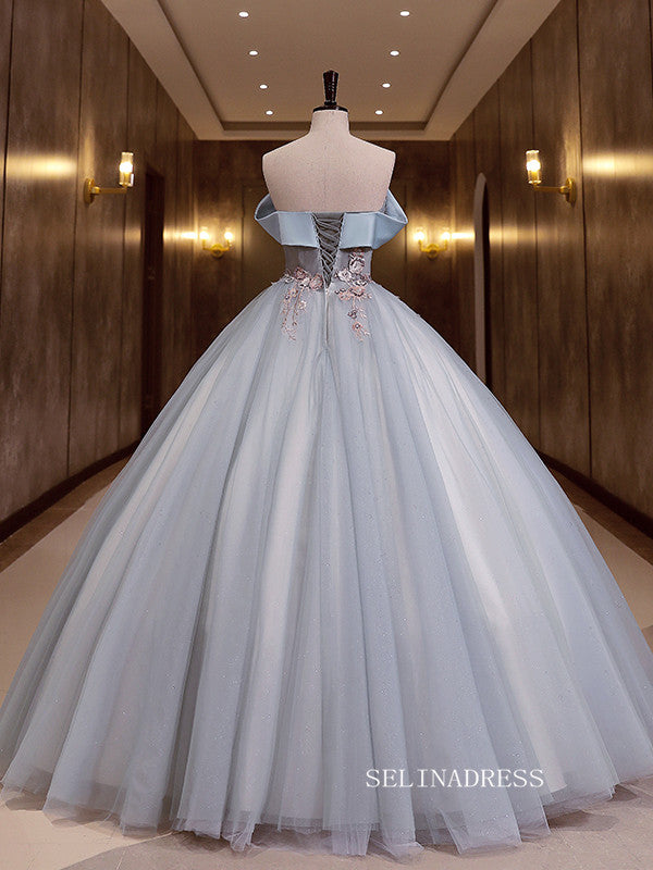 Off-the-Shoulder Ball Gown Prom Dress Applique Princess Formal Dress E